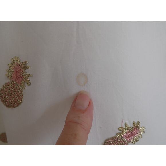DKNY peplum blouse long sleeve embroidered pineapples size Small NEW - Picture 10 of 12